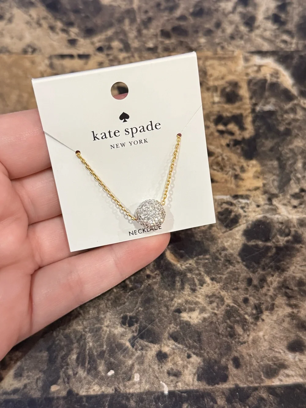 Kate Spade "Razzle Dazzle" Pave Ball Necklace Gold - Picture 2 of 6